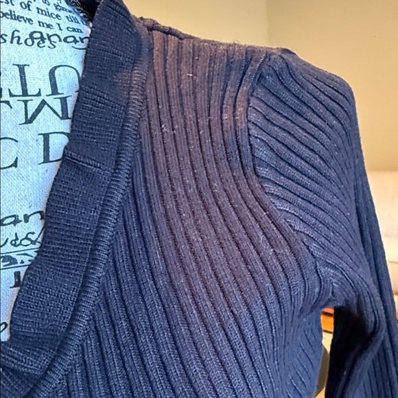 Mable Ribbed Black Ruffle-Trim Cardigan - Picture 4 of 10